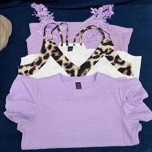 SHEIN Lavender and Leopard Print Crop Tops Trio